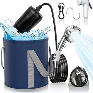 Portable Camping Shower Kit - Navy Blue